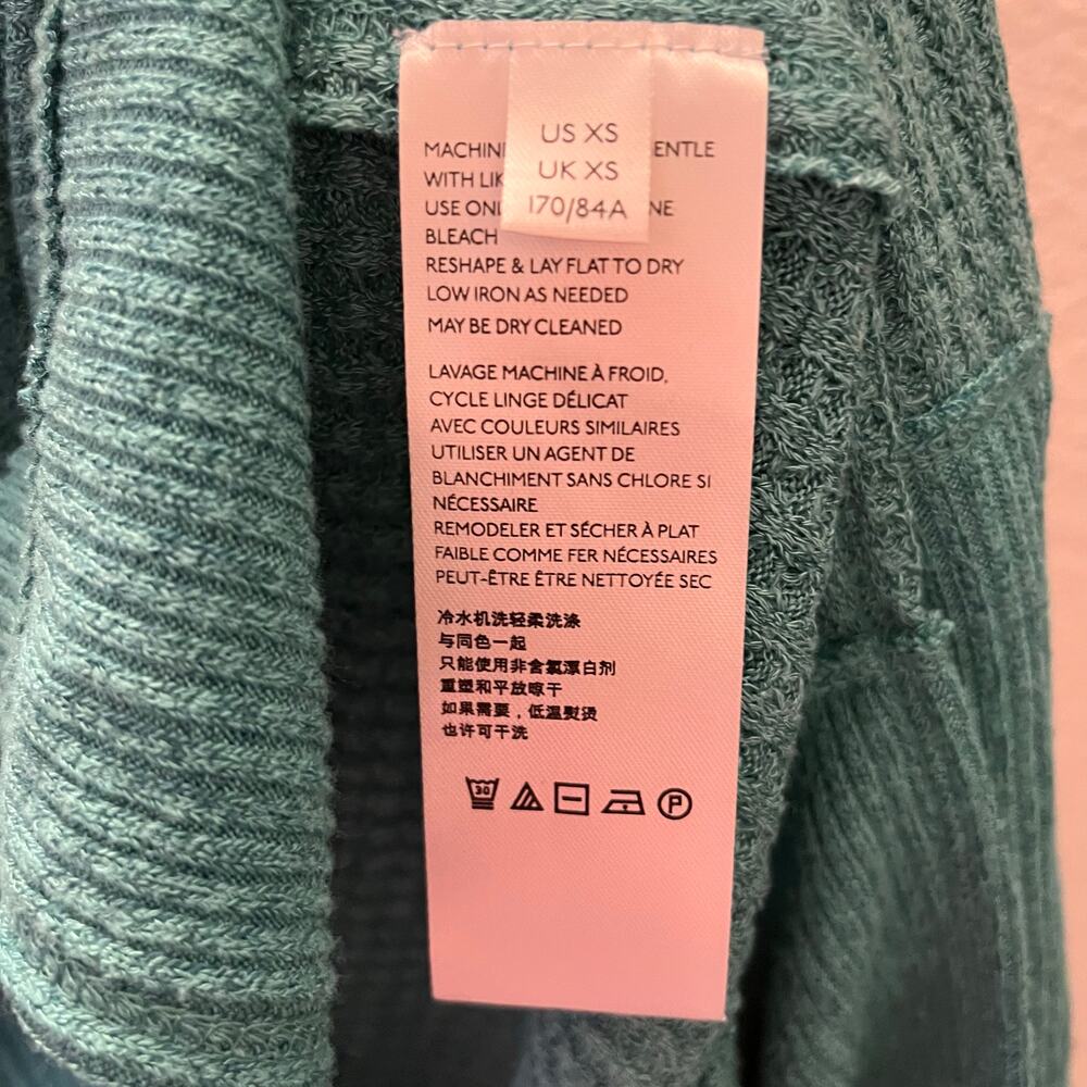 Free People We The Free Waffle Knit Thermal Long Sleeve Top Teal Green XS Boho - Picture 5 of 11